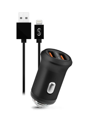 Fonex - Auto-Ladegerät 2x USB + Kabel USB / Lightning, 10W, schwarz