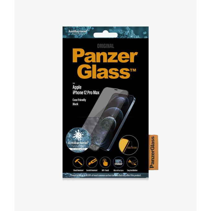 PanzerGlass - Gehärtetes Glas Case Friendly AB für iPhone 12 Pro Max, schwarz