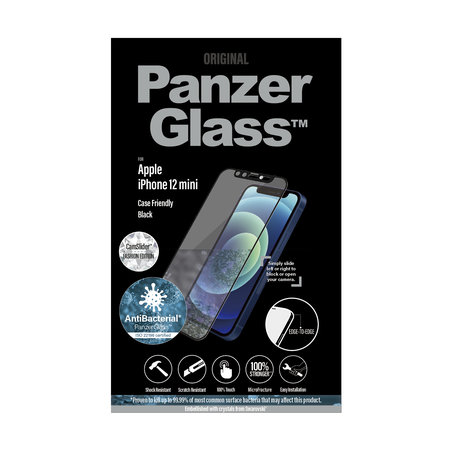 PanzerGlass - Hartglas-Hülle Friendly CamSlider Swarovski AB für iPhone 12 mini, schwarz