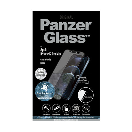 PanzerGlass - Hartglas-Hülle Friendly CamSlider Swarovski AB für iPhone 12 Pro Max, schwarz