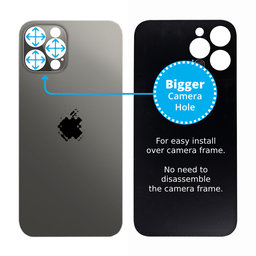 Apple iPhone 12 Pro - Backcover Glas Vergrössertes Ringloch für die Kamera (Graphite/Grey)