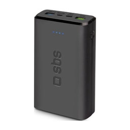 SBS - PowerBank 20 000 mAh, 2x USB, USB-C, Micro-USB, schwarz
