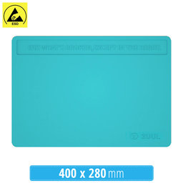 2UUL - ESD Antistatisches hitzebeständiges Silikonpad mit Anti-Staub-Beschichtung - 40 x 28cm (Blau)