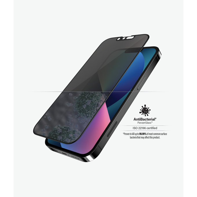 PanzerGlass - Gehärtetes Glas Case Friendly Privacy AB für iPhone 13, 13 Pro, 14 und 16e, schwarz