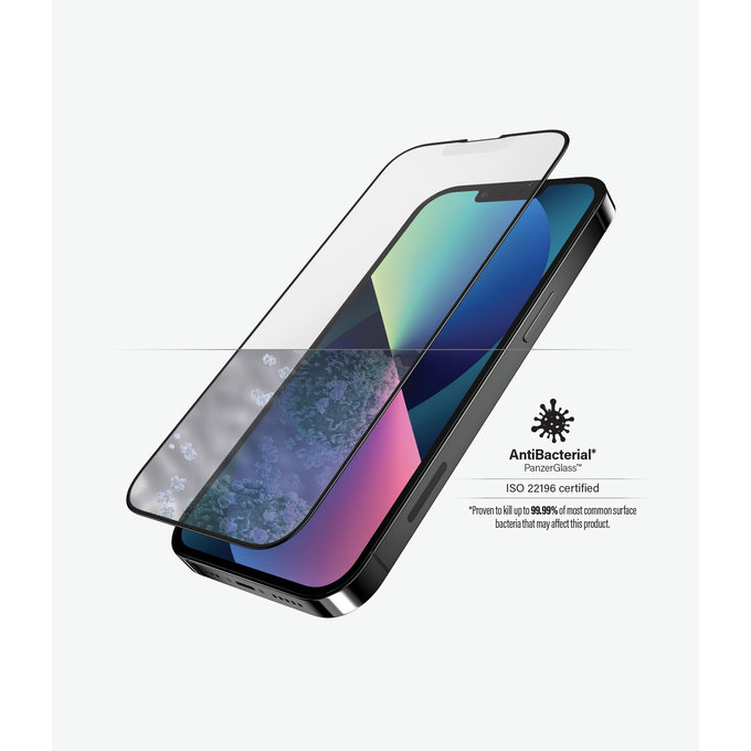 PanzerGlass - Gehärtetes Glas Case Friendly Anti-Glare AB für iPhone 13, 13 Pro und 14, black