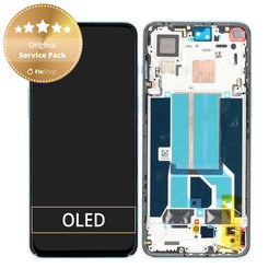 OnePlus Nord 2 5G - LCD Display + Touchscreen Front Glas + Rahmen (Blue Haze) - 2011100359 Genuine Service Pack