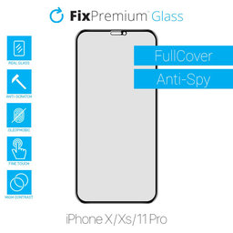 FixPremium Privacy Anti-Spy Glass - Gehärtetes Glas für iPhone X, Xs und 11 Pro