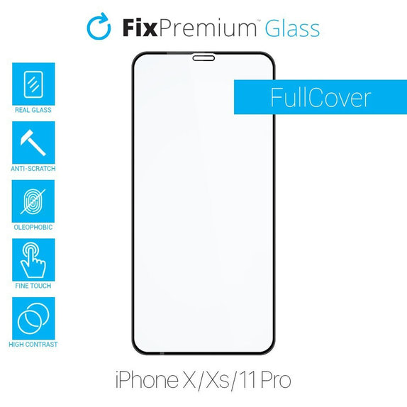 FixPremium FullCover Glass - Gehärtetes Glas für iPhone X, Xs und 11 Pro