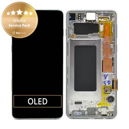 Samsung Galaxy S10 G973F - LCD Display + Touchscreen Front Glas + Rahmen (Silver) - GH82-18850G, GH82-18835G Genuine Service Pack