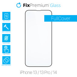 FixPremium FullCover Glass - Gehärtetes Glas für iPhone 13, 13 Pro und 14