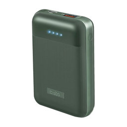 SBS - PowerBank 10 000 mAh, USB, USB-C PowerDelivery 20W, grün