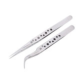 Pinzettenset aus Edelstahl - gerade und gebogene Spitze