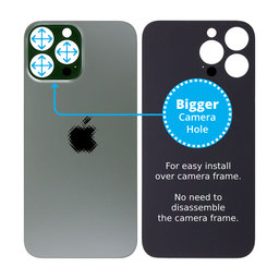 Apple iPhone 13 Pro Max - Hinteres Gehäuseglas mit größerem Kameraloch (Alpine Green)