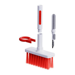 Multifunktionale Reinigungsbürste + Reinigungsstift + Schlüsselabzieher (Rot)