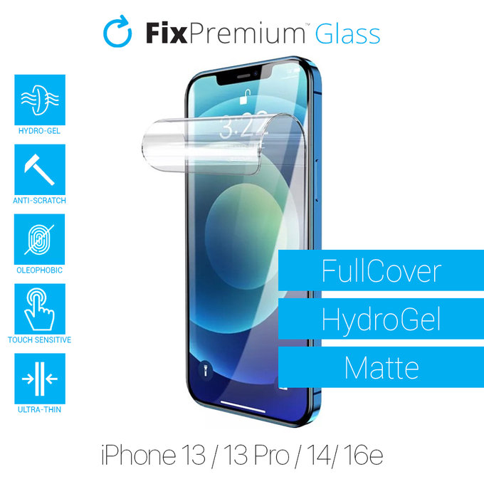 FixPremium HydroGel Matte - Displayschutzfolie für iPhone 13, 13 Pro, 14 und 16e
