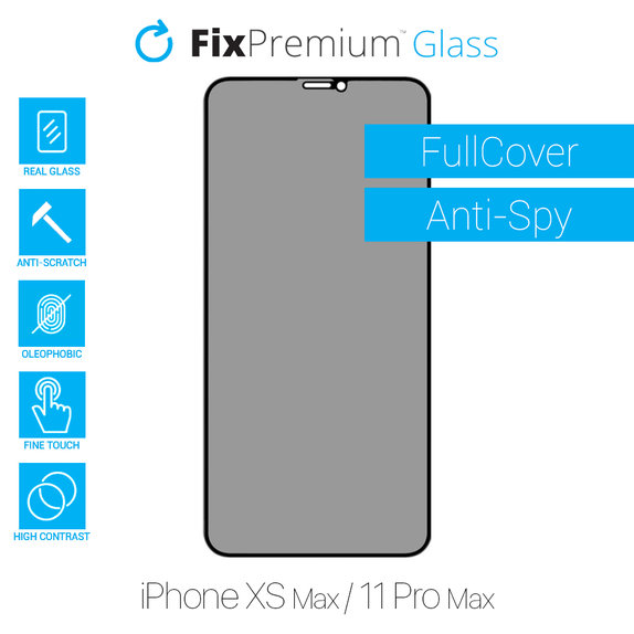 FixPremium Privacy Anti-Spy Glass - Gehärtetes Glas für iPhone XS Max und 11 Pro Max
