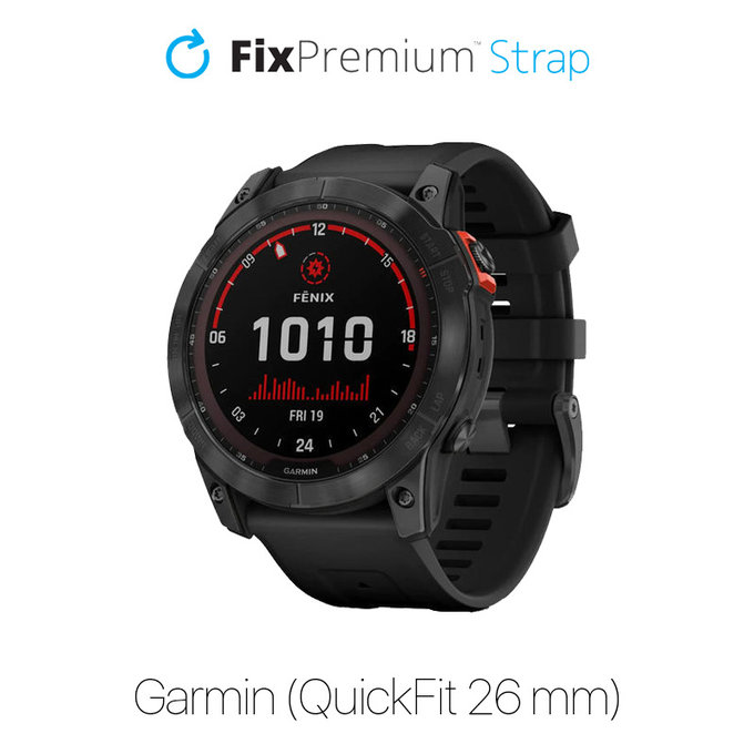 FixPremium - Silikonband für Garmin (QuickFit 26mm), schwarz