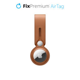 FixPremium - Schlüsselanhänger aus Leder für AirTag, braun