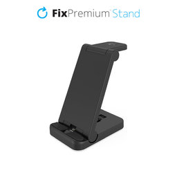 FixPremium - Faltbarer 3in1 Ständer für iPhone, Apple Watch und AirPods, schwarz