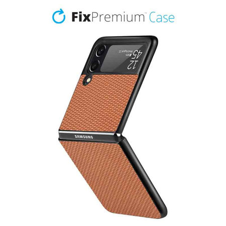 FixPremium - Carbon Hülle für Samsung Galaxy Z Flip 3, braun