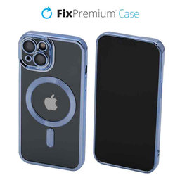 FixPremium - Kristall Hülle mit MagSafe für iPhone 13 und 14, blau