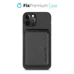 FixPremium - Carbon Hülle mit MagSafe Wallet für iPhone 12 Pro Max, schwarz