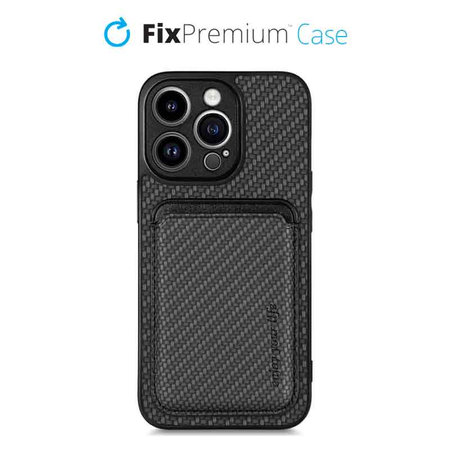 FixPremium - Carbon Hülle mit MagSafe Wallet für iPhone 14 Pro Max, schwarz