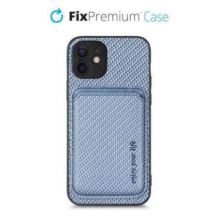 FixPremium - Carbon Hülle mit MagSafe Wallet für iPhone 12 mini, blau