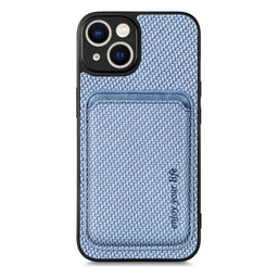 FixPremium - Carbon Hülle mit MagSafe Wallet für iPhone 13 und 14, blau
