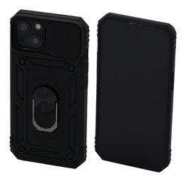 FixPremium - CamShield Hülle für iPhone 13 und 14, schwarz