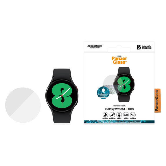 Panzerglas Flat Glass AB für Samsung Galaxy Watch 4 40 mm, Klar, PanzerGlass