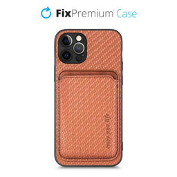 FixPremium - Hülle Carbon mit MagSafe Wallet für iPhone 12 Pro, braun