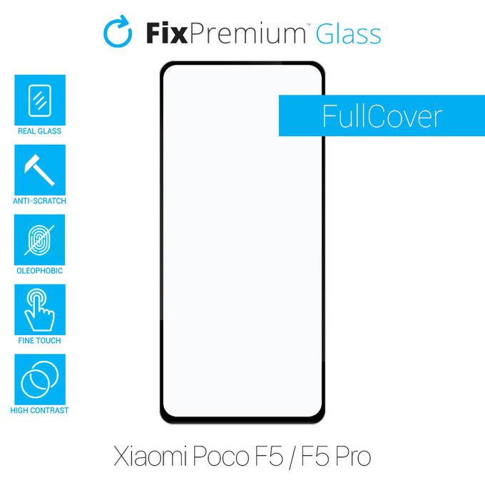 FixPremium FullCover Glass - Gehärtetes Glas für Poco F5 und F5 Pro
