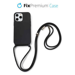 FixPremium - Silikonhülle mit Umhängeband für iPhone 11 Pro Max, schwarz