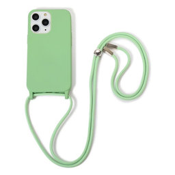 FixPremium - Silikonhülle mit Umhängeband für iPhone 11 Pro Max, grün