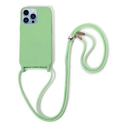 FixPremium - Silikonhülle mit Umhängeband für iPhone 14 Pro Max, grün