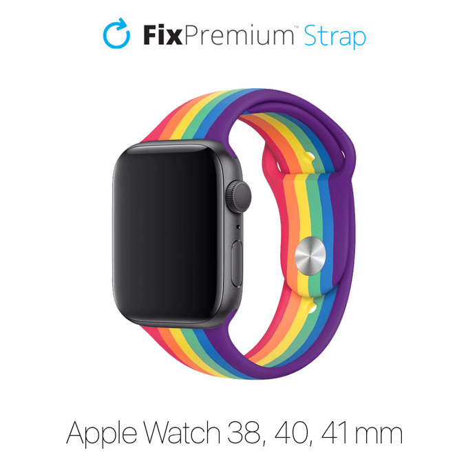FixPremium - Silikonarmband für Apple Watch (38, 40 und 41mm), pride