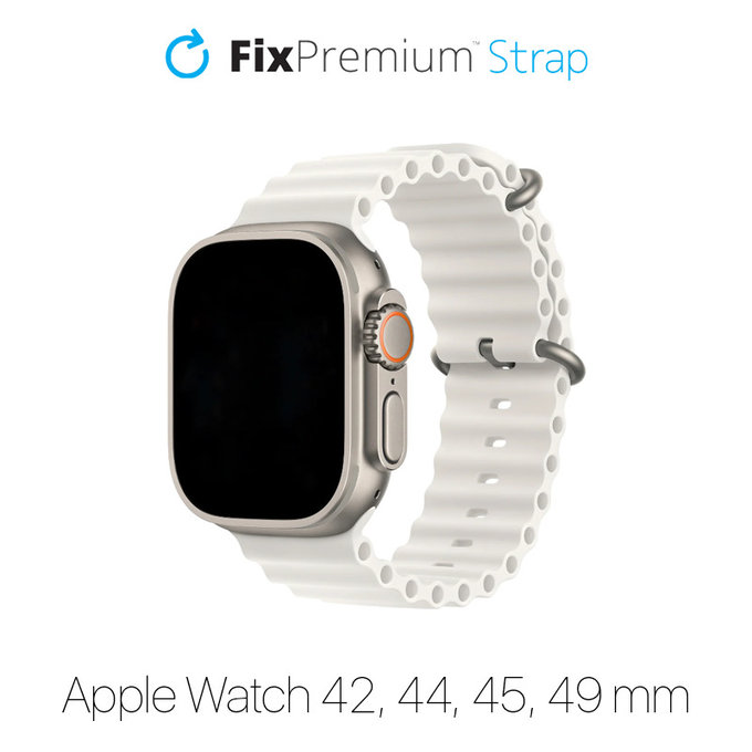 FixPremium - Armband Ocean Loop für Apple Watch (42, 44, 45 und 49mm), weiß