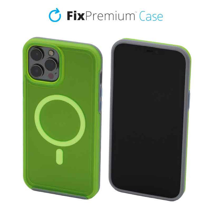 FixPremium - Hülle Clear mit MagSafe für iPhone 13 Pro, neon green