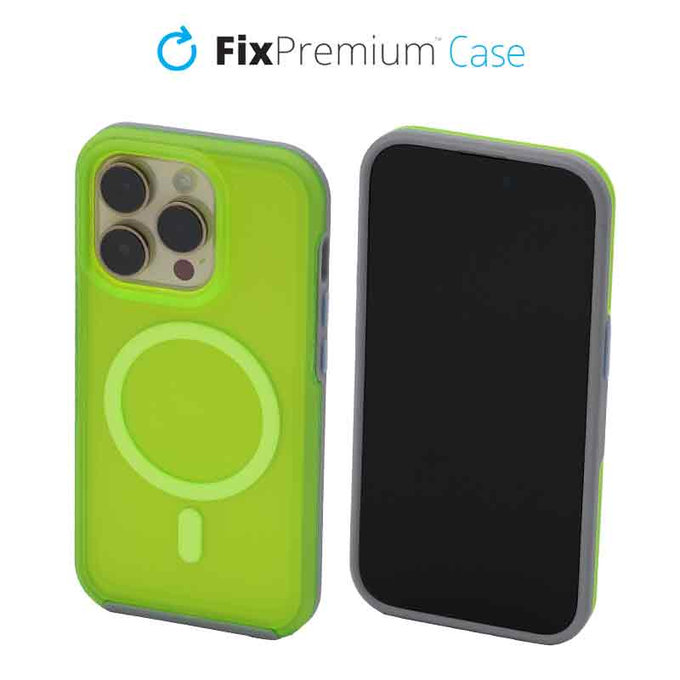 FixPremium - Hülle Clear mit MagSafe für iPhone 14 Pro, neon green