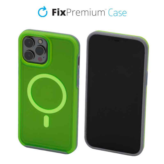 FixPremium - Hülle Clear mit MagSafe für iPhone 14 Pro Max, neon green