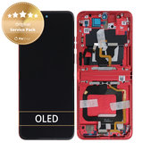 Motorola Razr 40 Ultra - LCD Display + Touchscreen Front Glas + Rahmen (Viva Magenta) - 5D68C22598 Genuine Service Pack