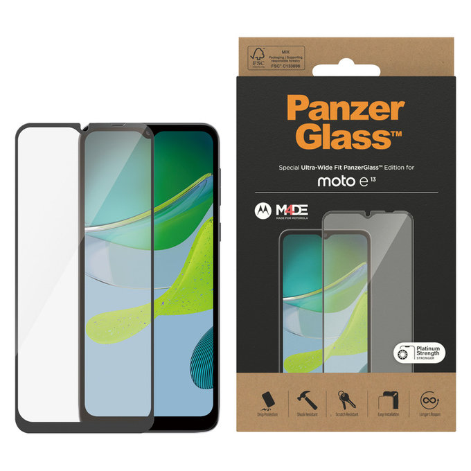Panzerglas UWF für Motorola Moto E13, Schwarz, PanzerGlass