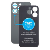 Apple iPhone 15 Pro - Backcover Glas Vergrössertes Ringloch für die Kamera (Black Titanium)