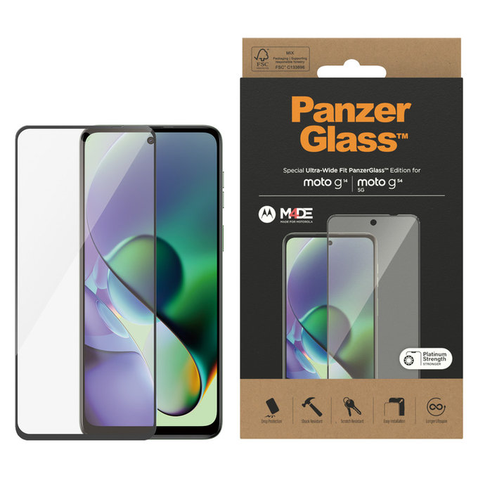 Panzerglas UWF für Motorola Moto G14/G54 5G, Schwarz, PanzerGlass