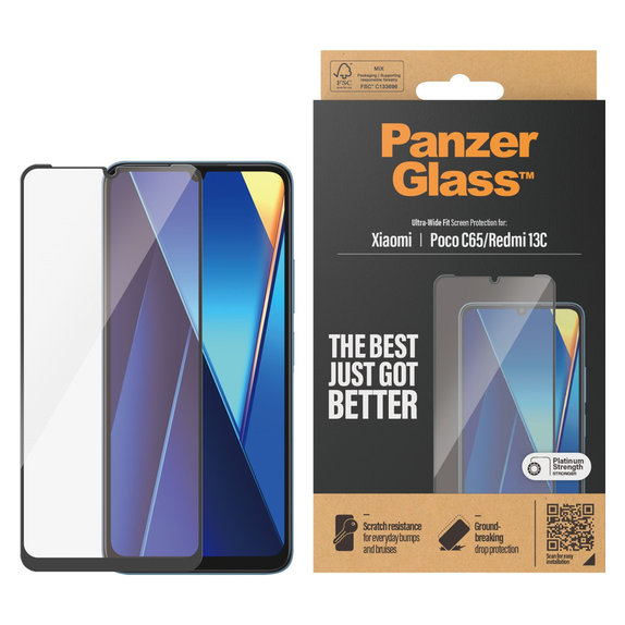 Panzerglas UWF für Xiaomi Redmi 13C, Schwarz, PanzerGlass