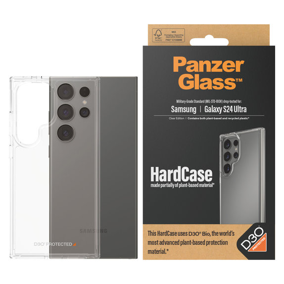 Hülle HardCase D3O für Samsung Galaxy S24 Ultra, Transparent, PanzerGlass
