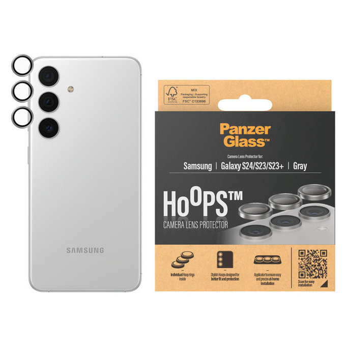 Kameraobjektivschutz Hoops für Samsung Galaxy S24/S23/S23+, Grau, PanzerGlass