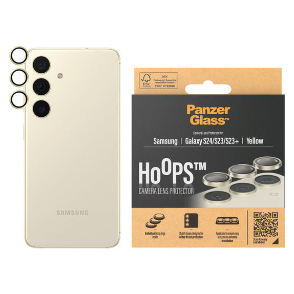 Kameraobjektivschutz Hoops für Samsung Galaxy S24/S23/S23+, Gelb, PanzerGlass