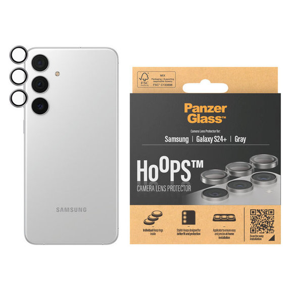 Kameraobjektivschutz Hoops für Samsung Galaxy S24+, Grau, PanzerGlass